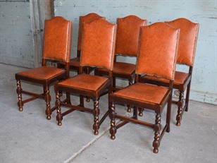 6 Oak Barley Twist Dining Chairs