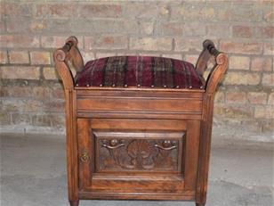 Edwardian Walnut Piano Stool 