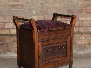 Edwardian Walnut Piano Stool 