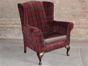 Tartan Leather Wingback Chair