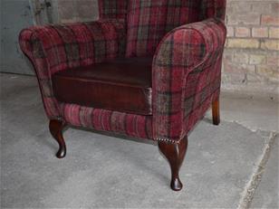 Tartan Leather Wingback Chair