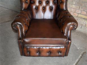 Brown Leather Chesterfield Club Chairs