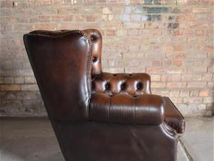 Brown Leather Chesterfield Club Chairs