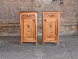 Antique Pine Bedside Cabinets 