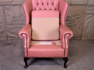 Pink Leather Chesterfield Chair