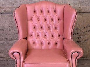 Pink Leather Chesterfield Chair