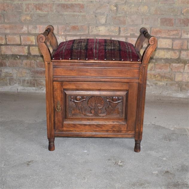 Edwardian Walnut Piano Stool 